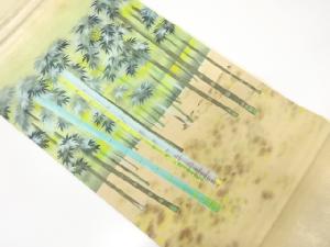 引箔　作家物　手描き　竹林模様　袋帯